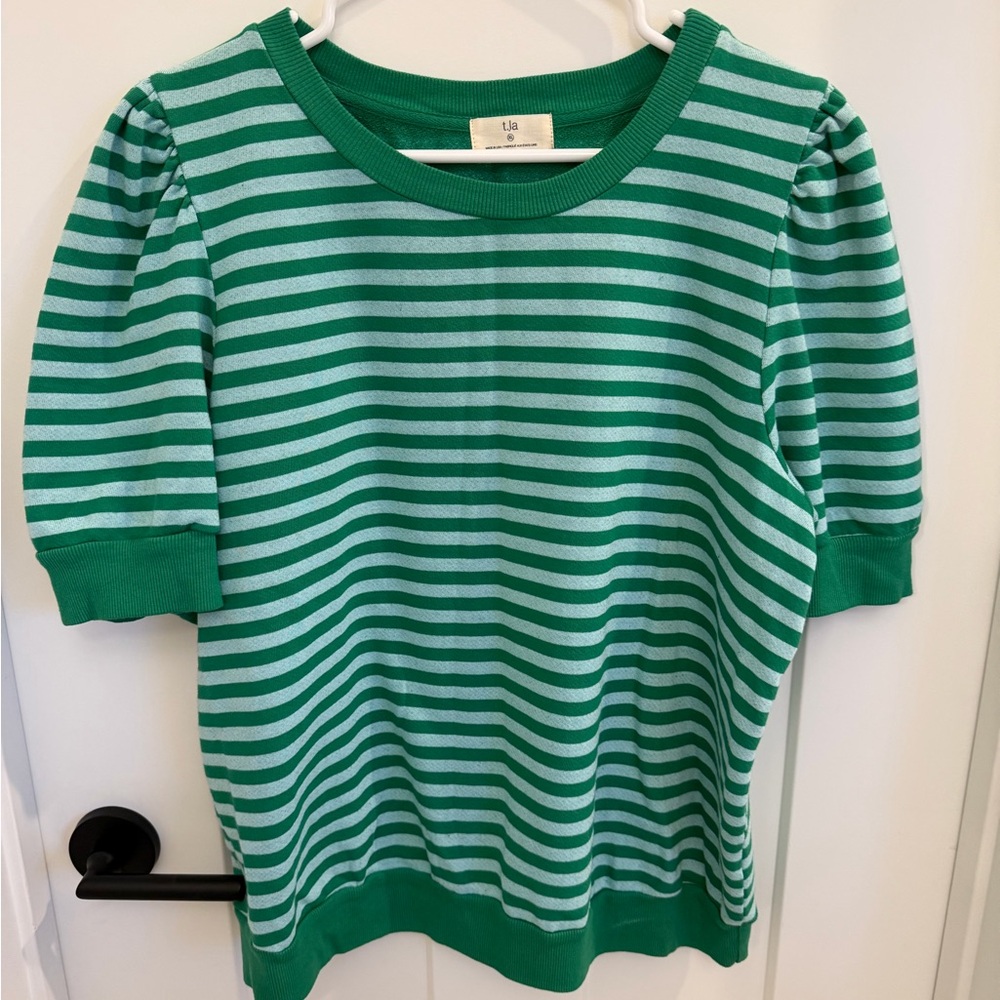 Anthropology Green Striped Top
